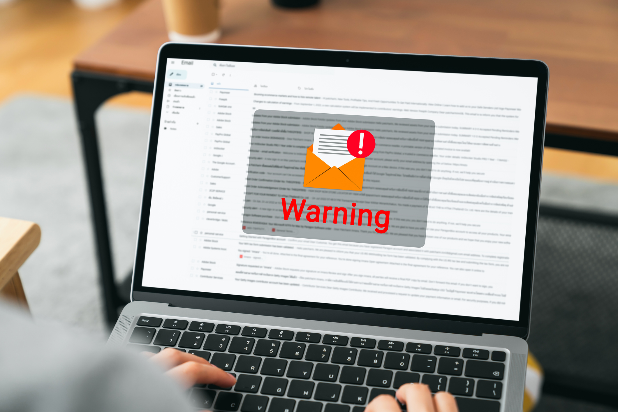 email warning message on laptop lcd